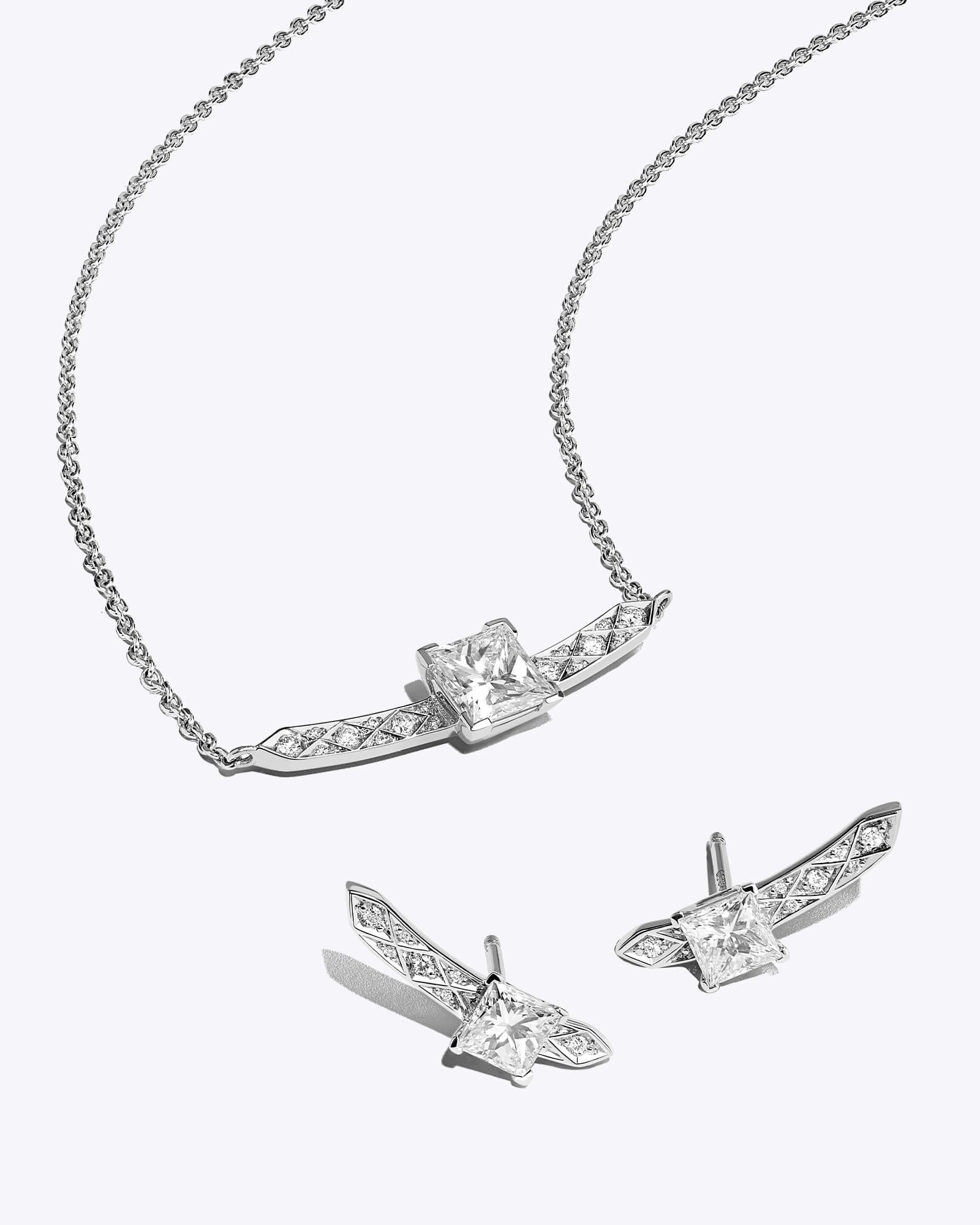 Garrard Classic jewellery collection Signature diamond pendant and earrings Jewellery LP feature