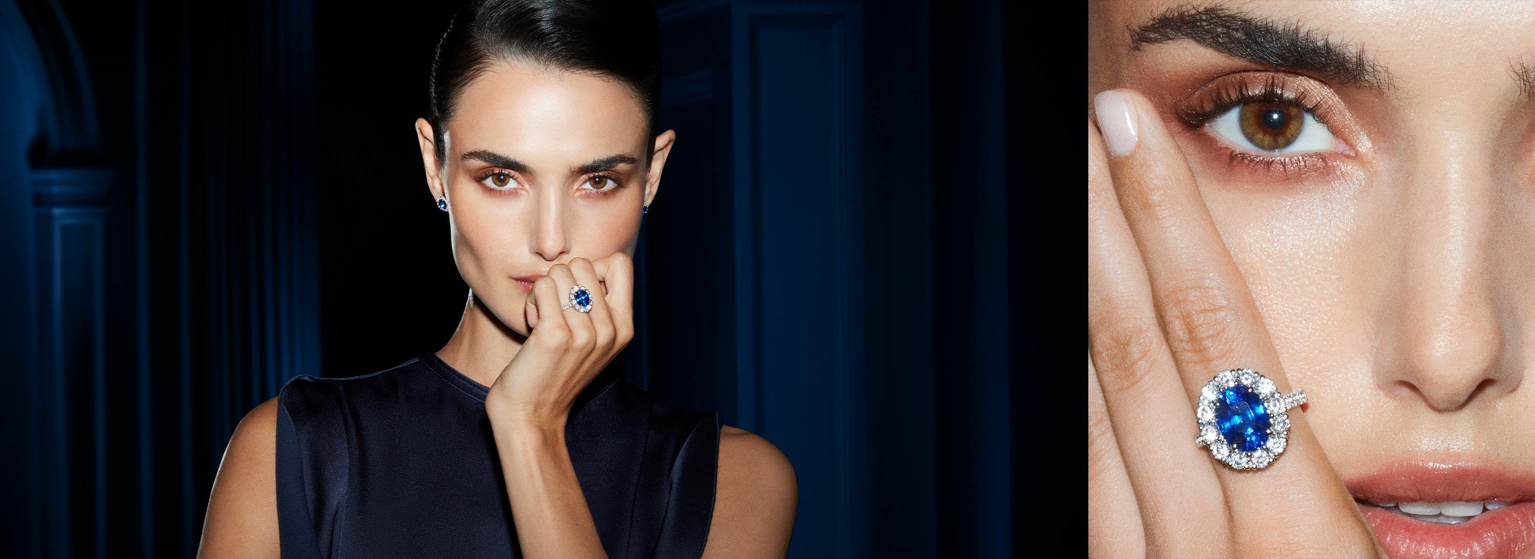 Garrard Jewelled Vault High Jewellery Necklace close up and on model 3000x1093