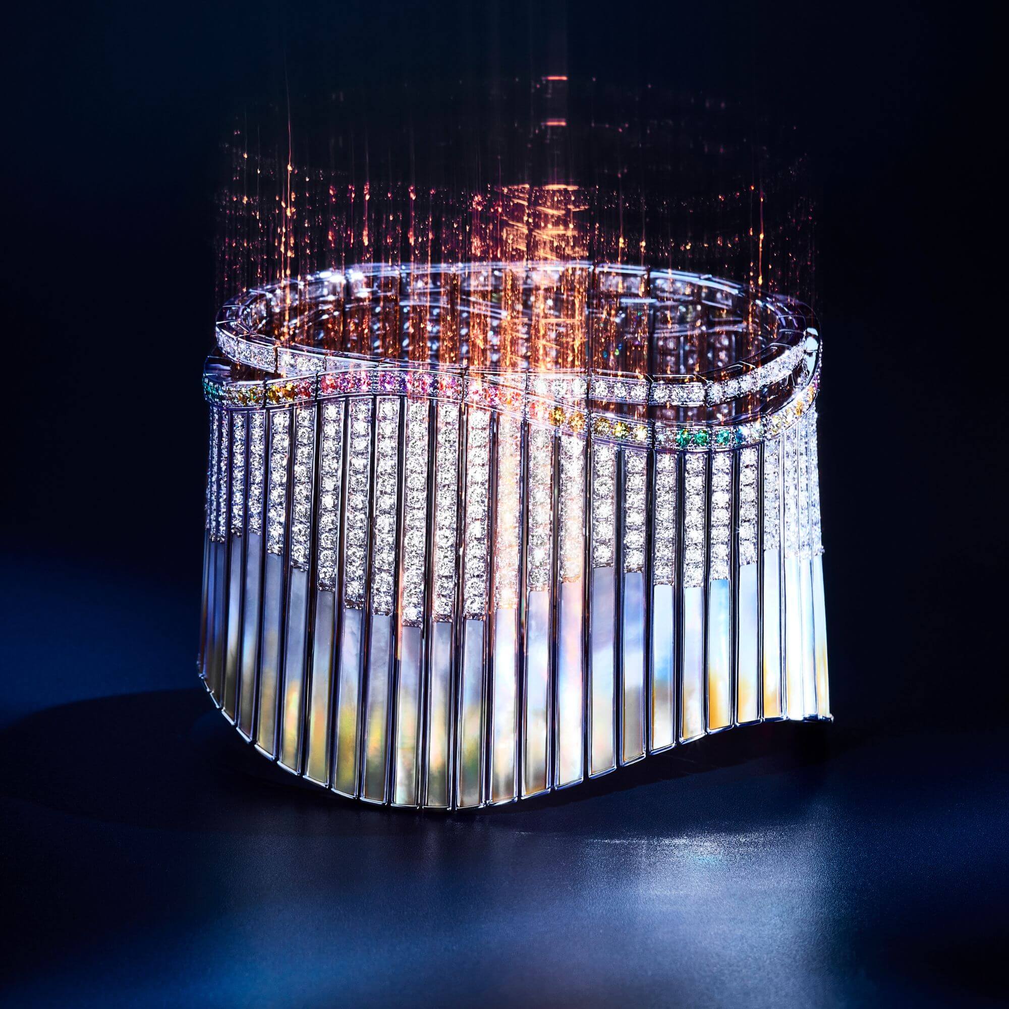 Garrard One of a kind diamond and pearl Couture Northern Lights High Jewellery Bangle square