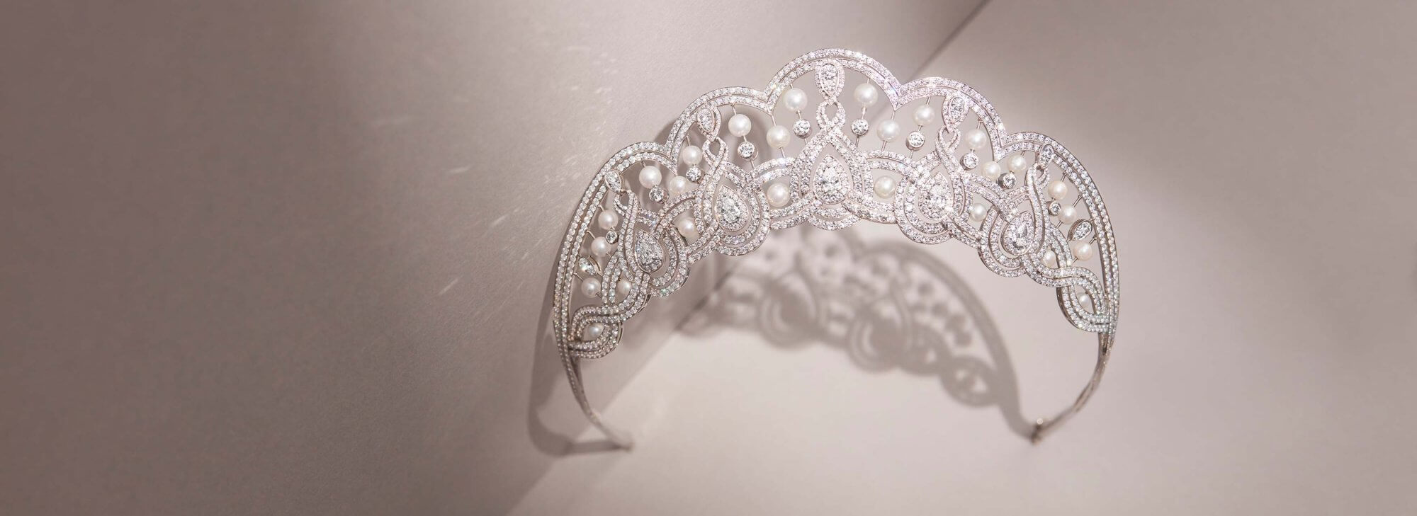 Garrard One of a kind diamond and pearl High Jewellery Tiara PLP banner