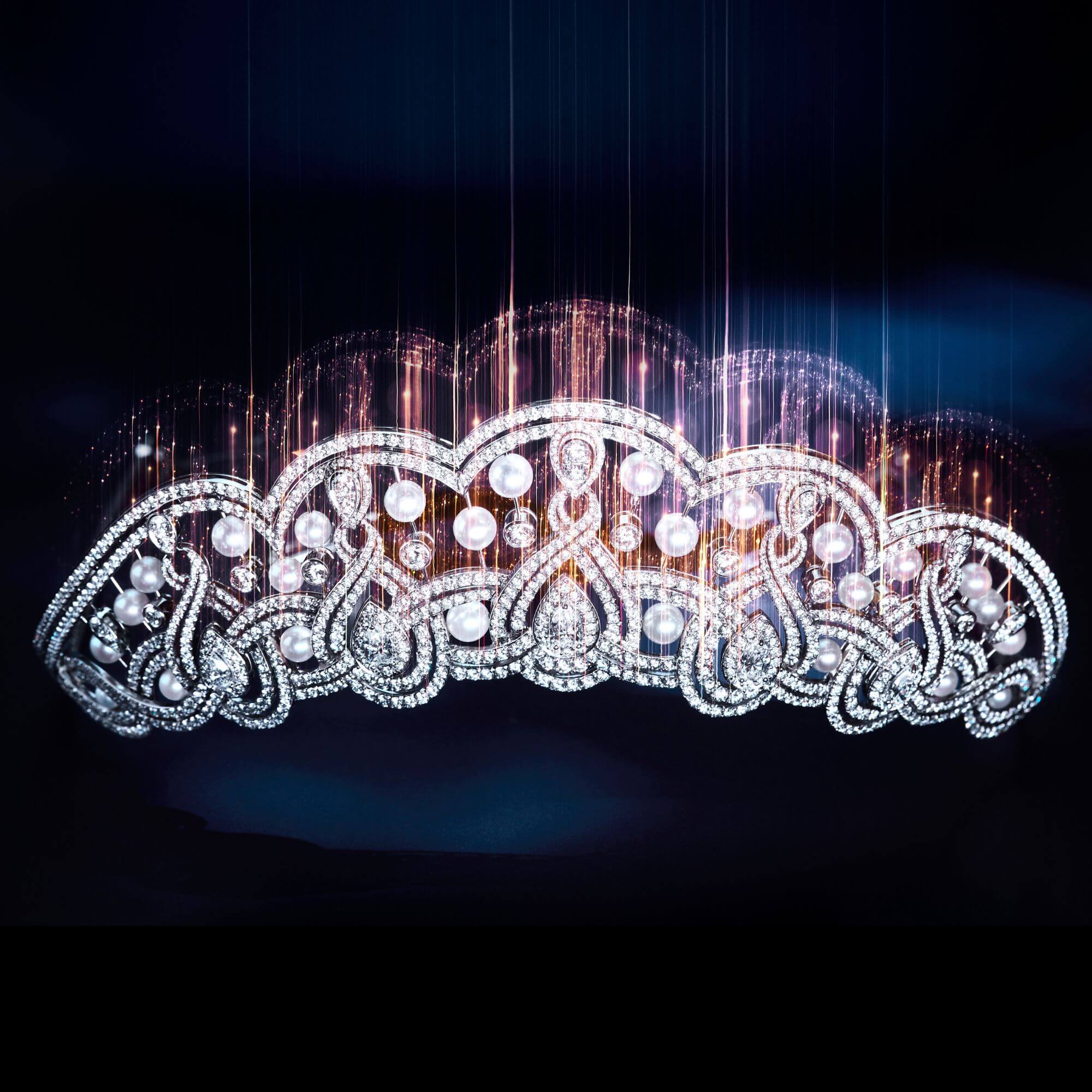 Garrard One of a kind diamond and pearl High Jewellery Tiara square
