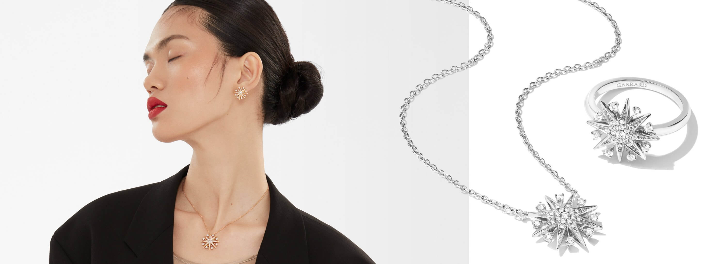 Garrard Starlight diamond jewellery on model