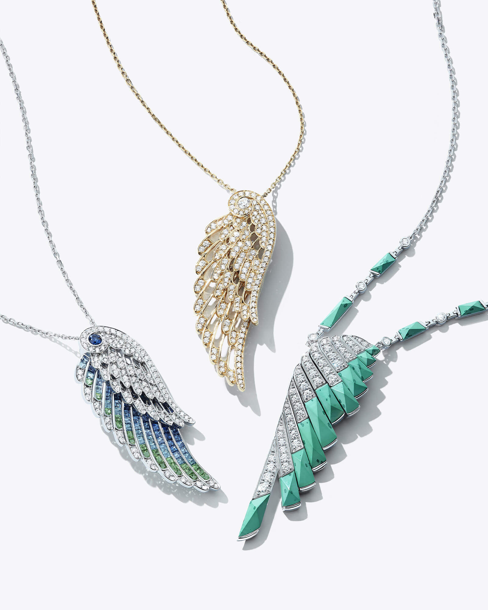 Garrard Wings jewellery collection Embrace and Rising pendant Jewellery LP feature