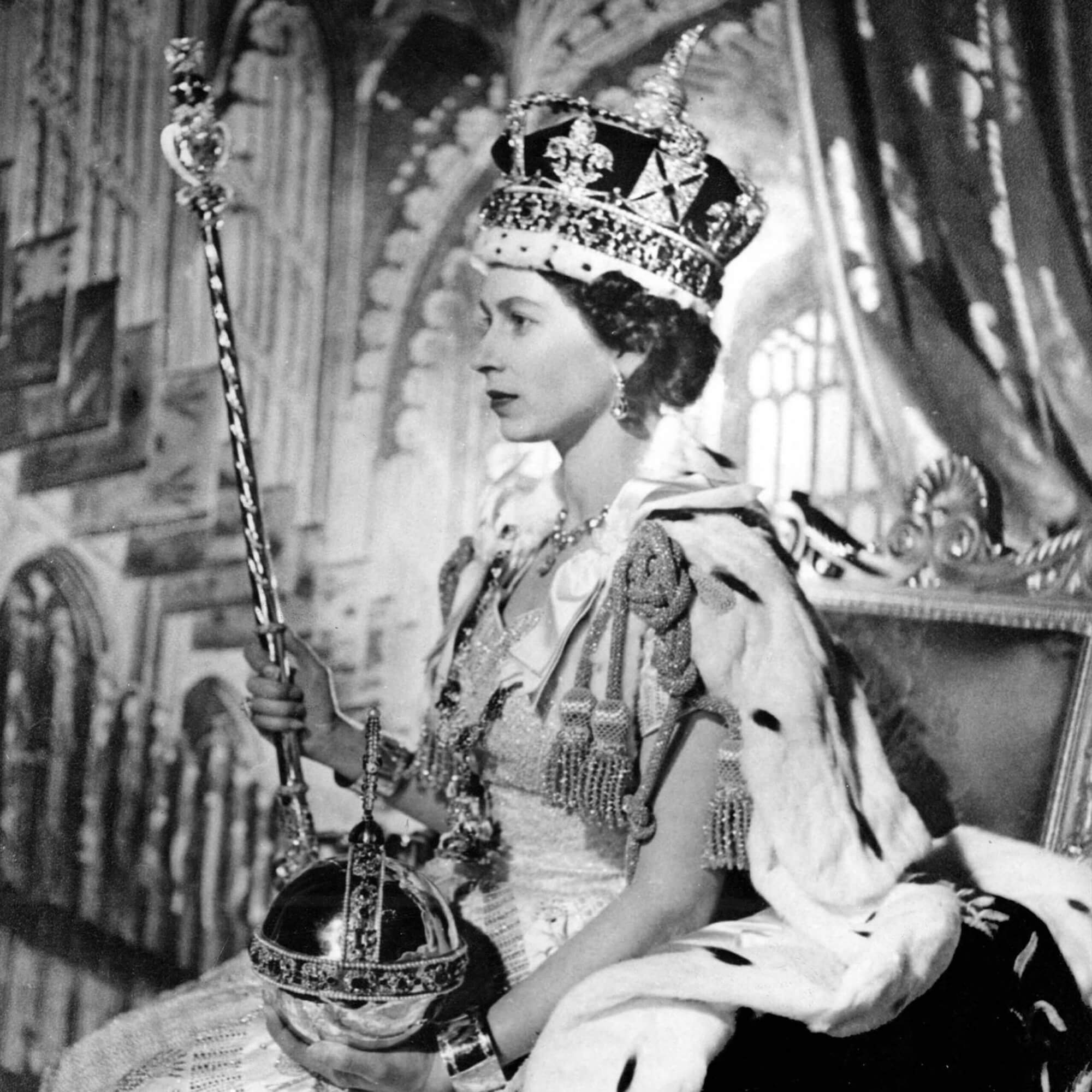 Jun 05 1953 London UK QUEEN ELIZABETH after her coronation on June 2nd 1953 wearing the Imperial State Crown1x1