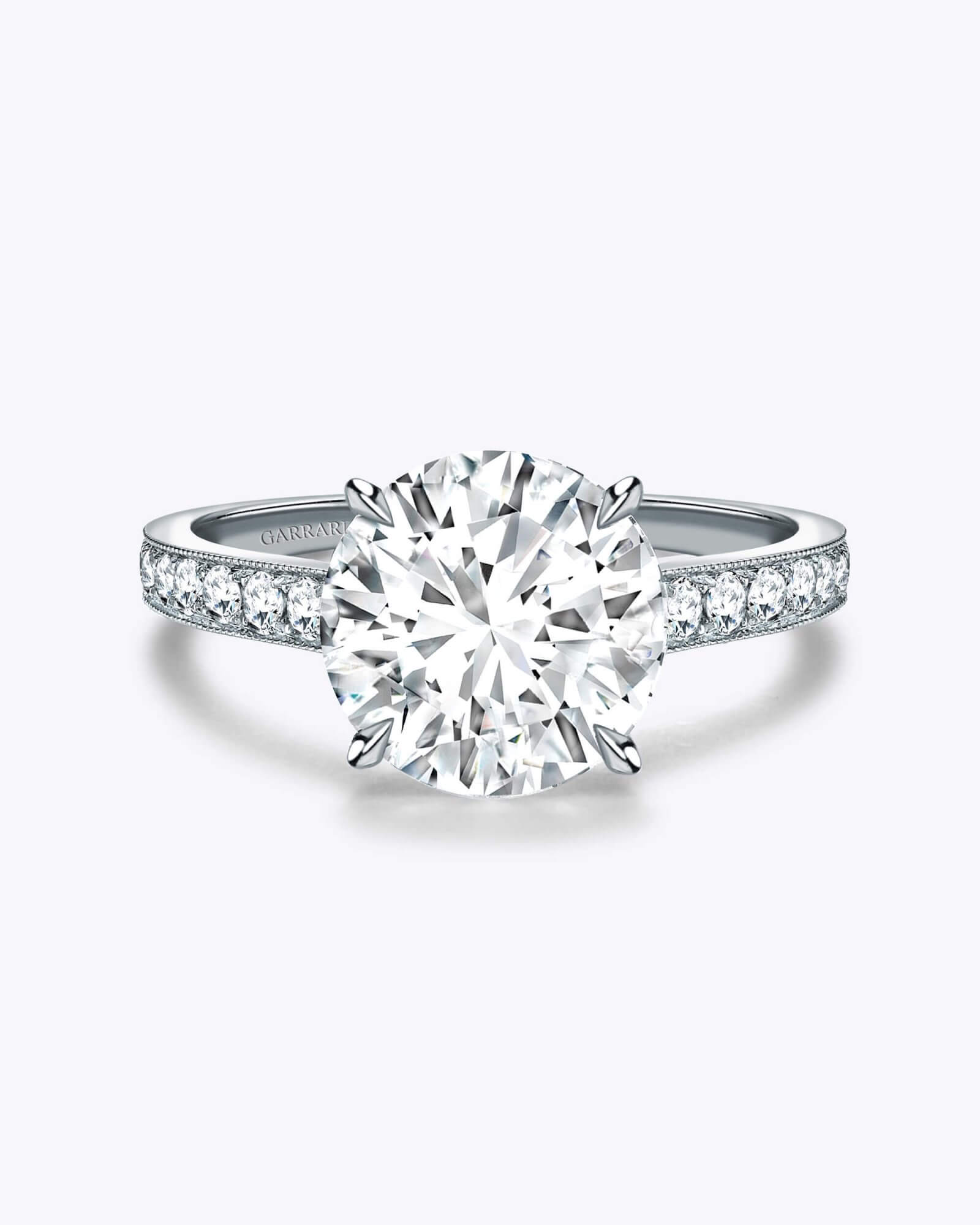 The Garrard Cherish Round Diamond Solitaire Engagement Ring In 18 Carat White Gold with Diamonds