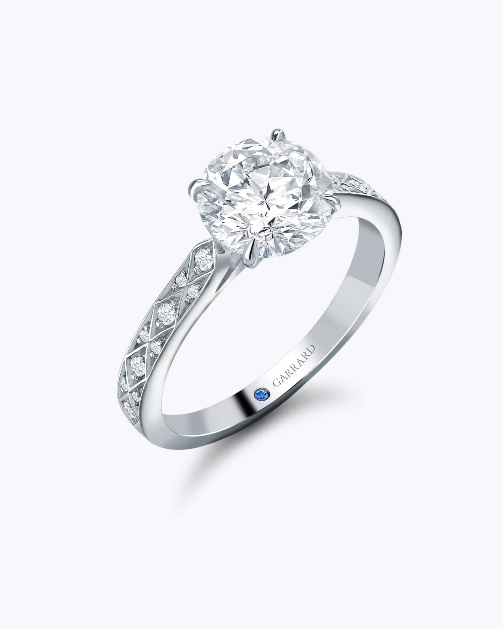 The Garrard Signature Round Diamond Solitaire Engagement Ring In Platinum with Diamonds
