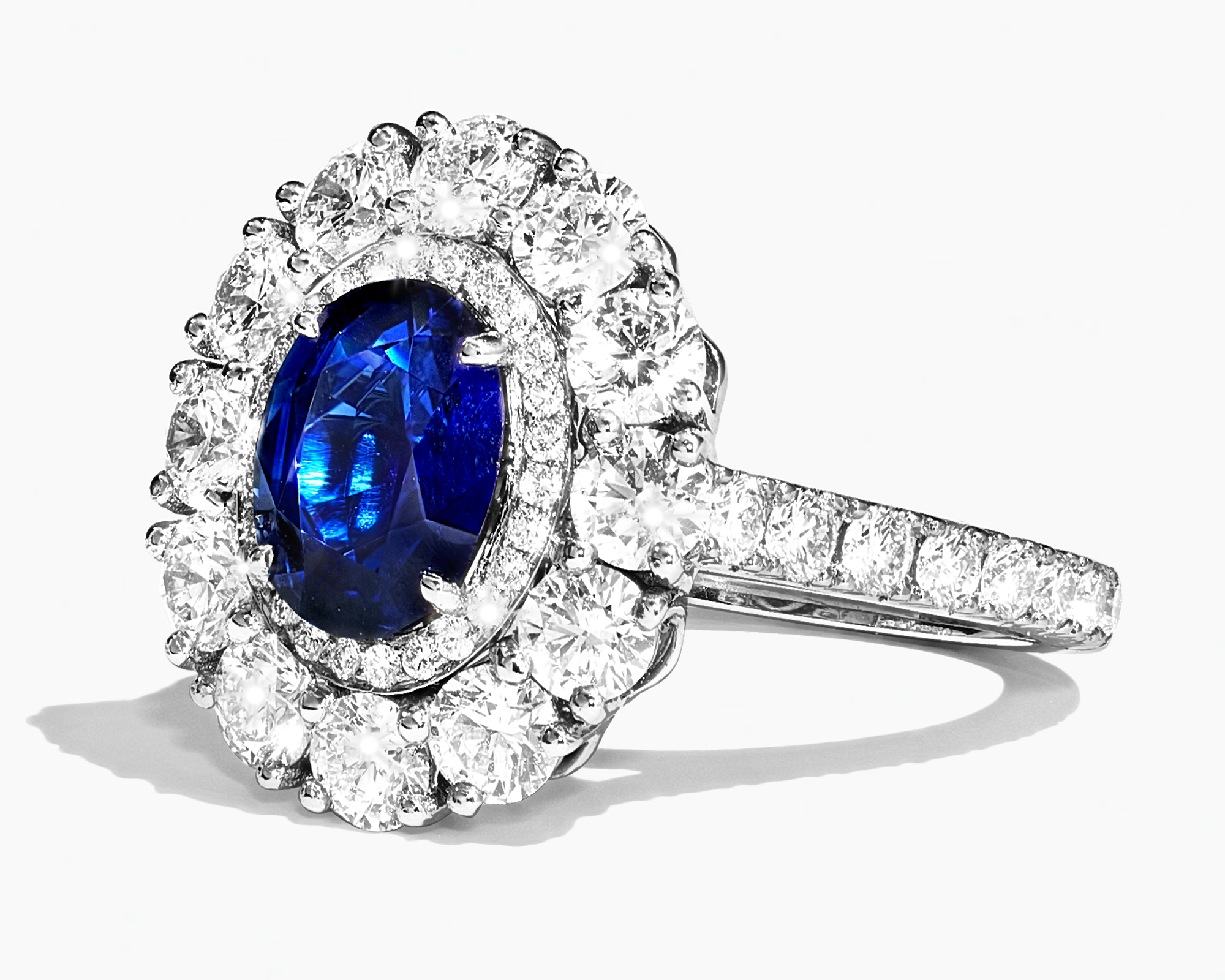 A Garrard sapphire and diamond engagement ring inspired by Princess Diana's Engagement Ring made by Garrard