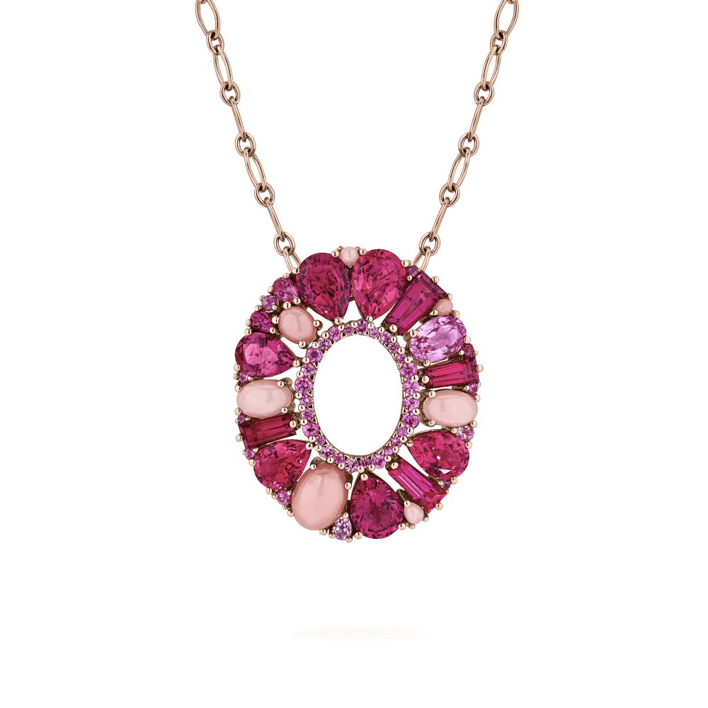 Garrard Blaze Collection 18ct rose gold pendant with pink sapphires, rubellites and pink opal 2017651