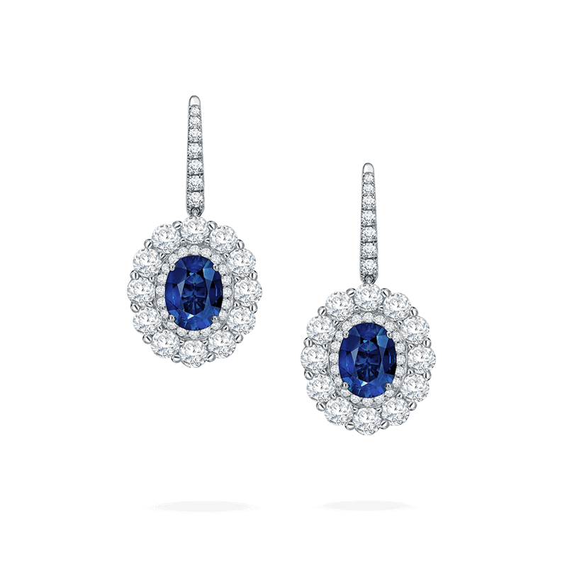 Garrard 1735 Double Cluster Sapphire Earrings