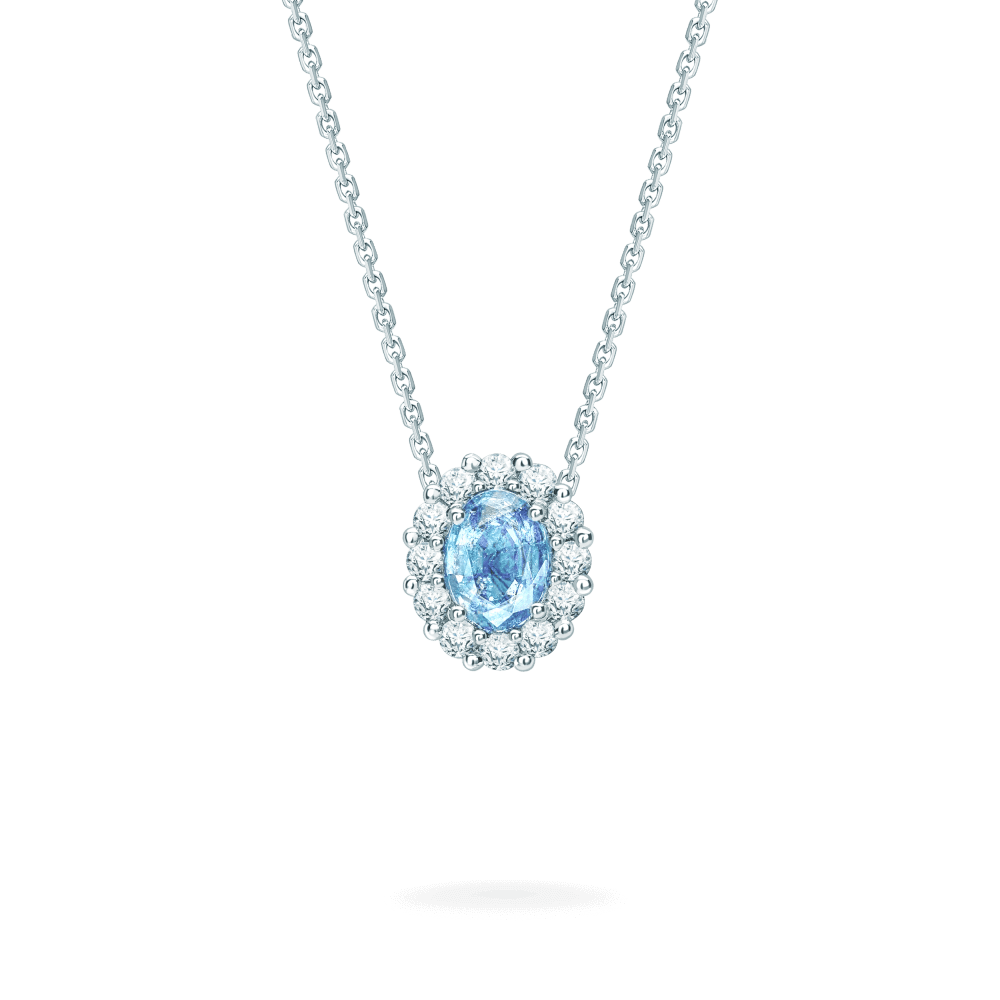 Garrard 1735 jewellery collection Aquamarine Pendant in Platinum with Diamonds JP17PT07 Hero