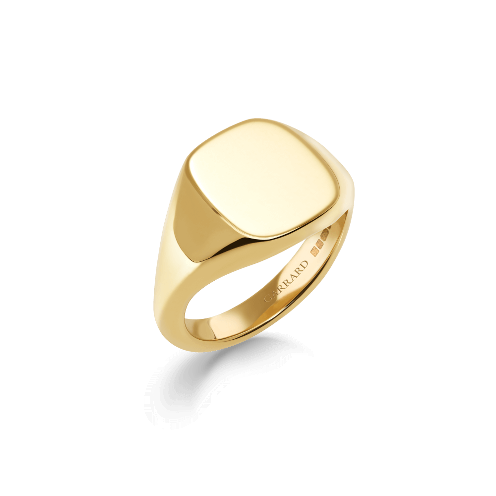Garrard 18ct yellow gold cushion signet ring with head size 12x11mm 2018940 1