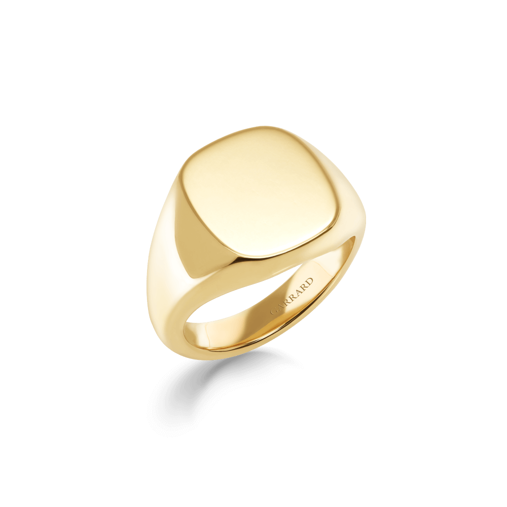 Garrard 18ct yellow gold cushion signet ring with head size 14x13mm 2018941 1