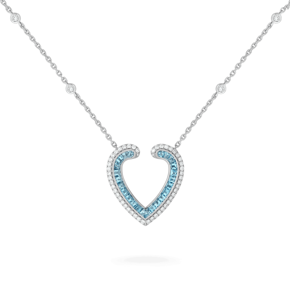 Garrard Aloria jewellery Collection calibre cut aquamarine pendant in 18ct white gold with Diamonds 2017066 Hero View