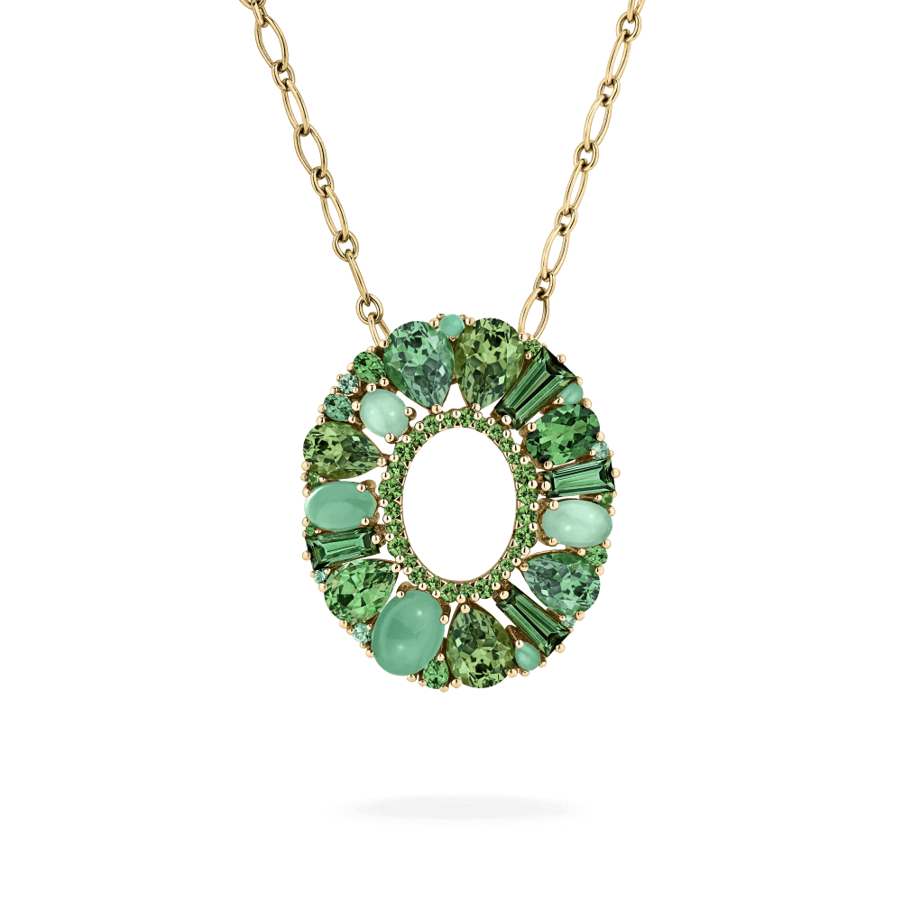 Garrard Blaze Collection 18ct yellow gold pendant with green sapphires green tourmalines tsavorites and chrysoprase 2017650