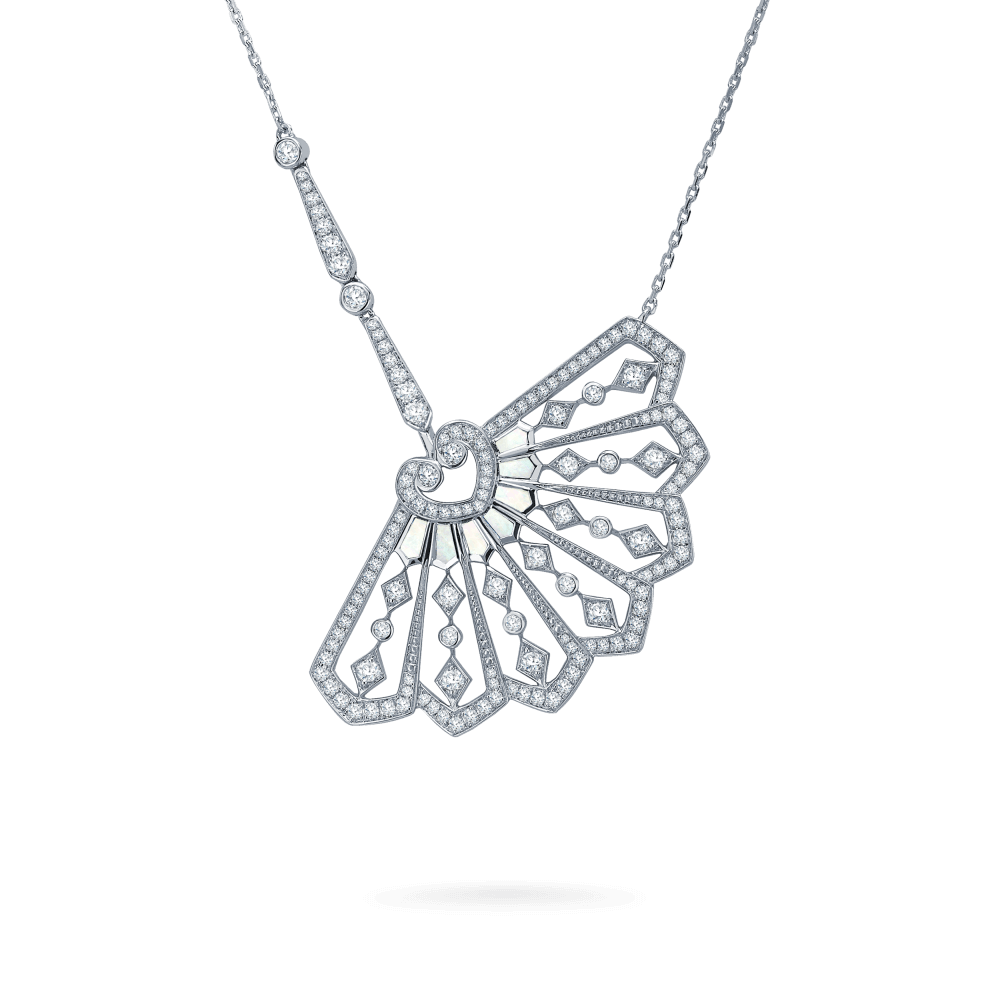 Garrard Fanfare collection Diamond and Mother of Pearl Pendant in 18ct White Gold 2015303 Hero View enlarged 1