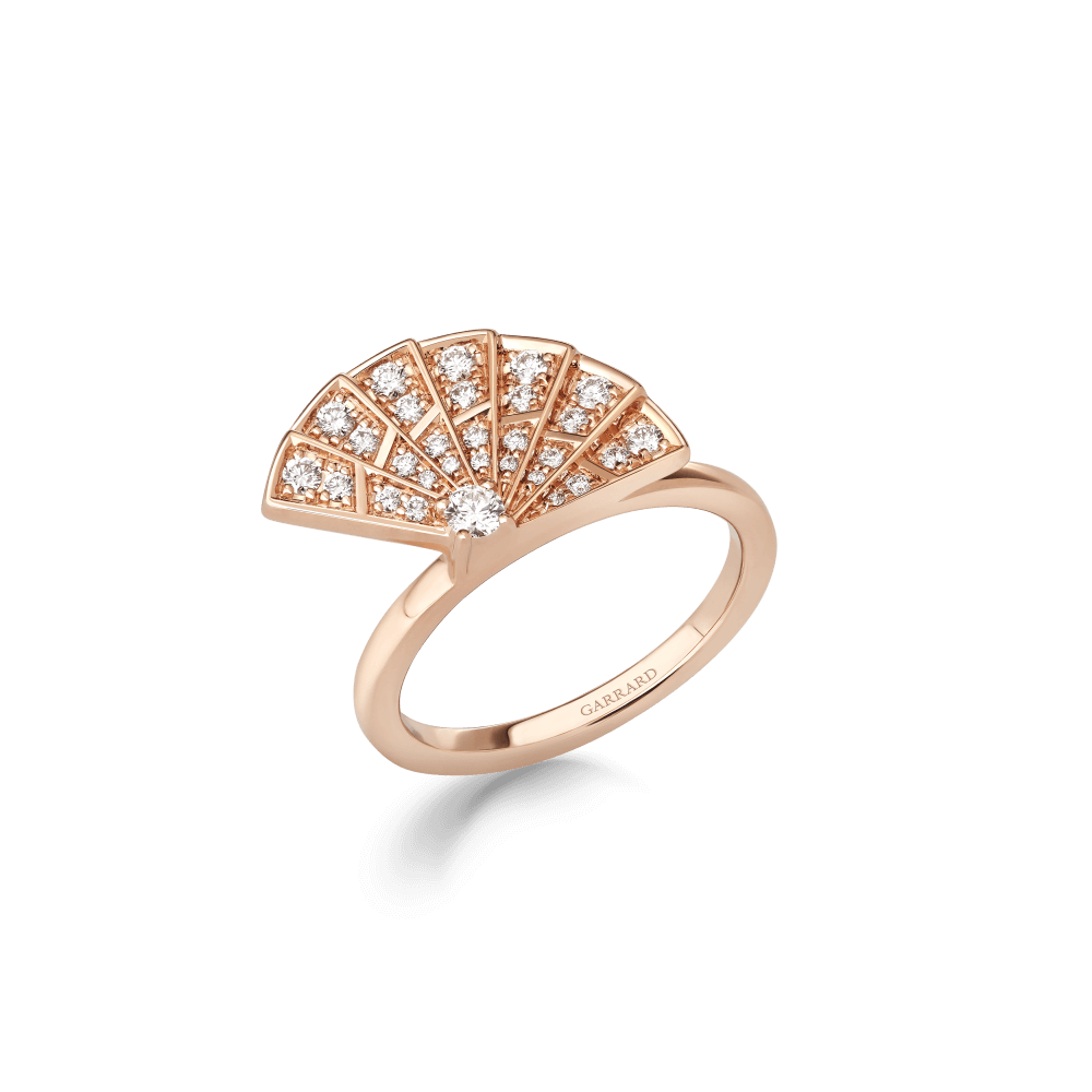 Garrard Fanfare collection Mini Icon Ring in 18ct Rose Gold with Diamonds 2018777 Hero View