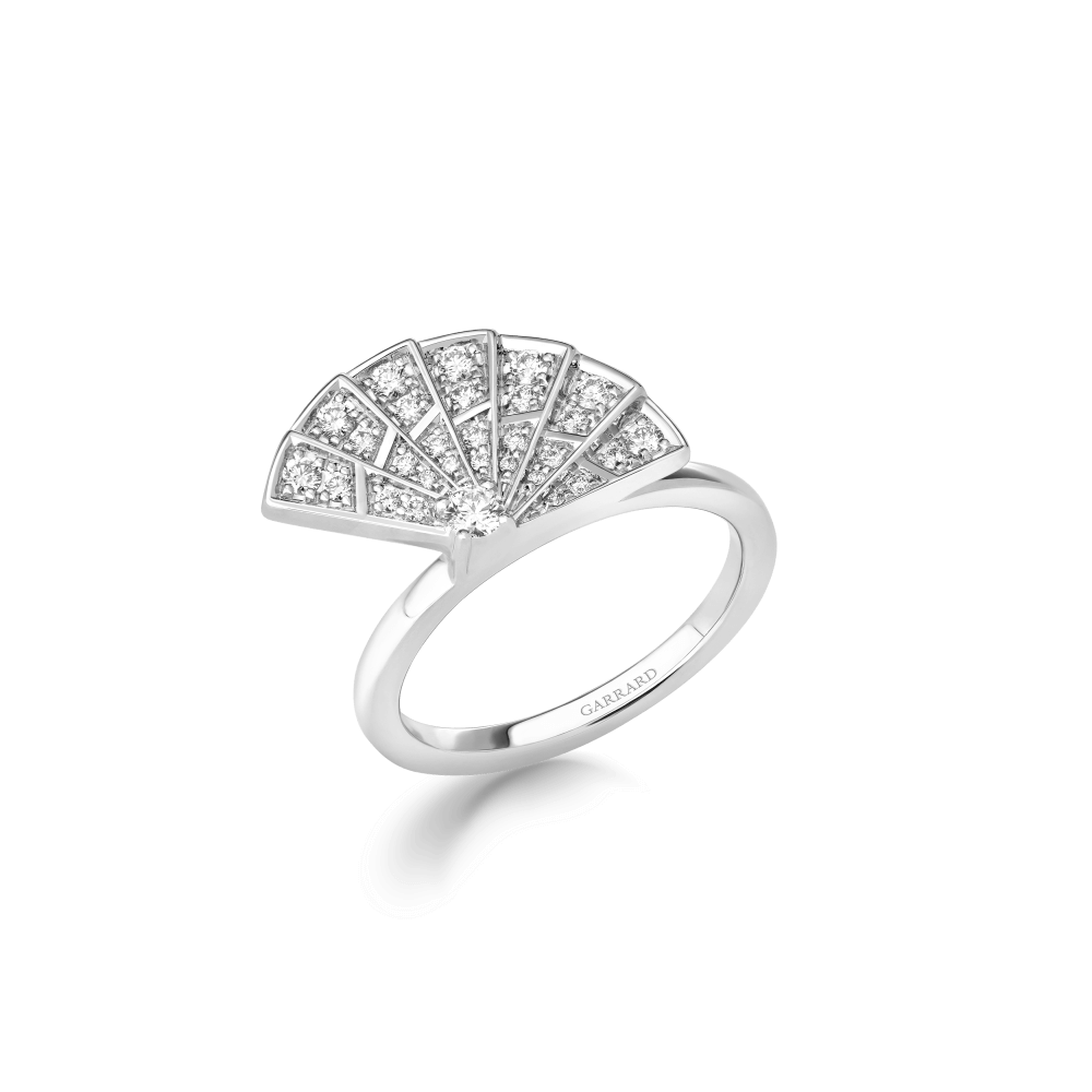 Garrard Fanfare collection Mini Icon Ring in 18ct White Gold with Diamonds 2018776 Hero View