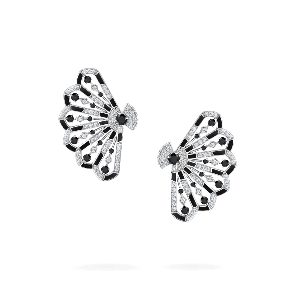 Garrard Fanfare Symphony Jewellery Collection Black and White Diamond Ring In 18ct White Gold with Black Spinel 2018742 Hero