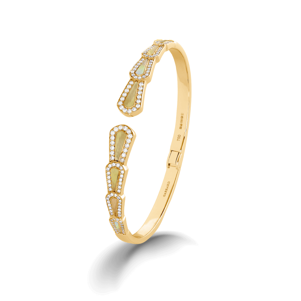 Garrard Fanfare Symphony jewellery collection Diamond and Golden Mother of Pearl Bangle In 18ct Yellow Gold 2018725 2018726 2018727 Hero