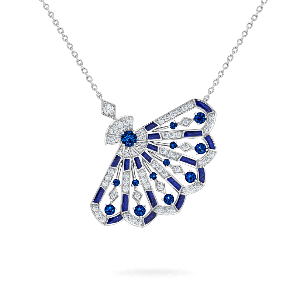 Garrard Fanfare Symphony jewellery collection Diamond and Sapphire Pendant with Lapis Lazuli 2017313 Hero View enlarged