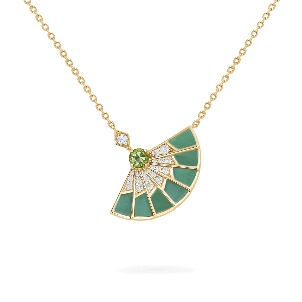 Garrard Fanfare Symphony Jewellery Collection Tsavorite and Apple Malachite Pendant In 18ct Yellow Gold with Diamonds 2018708 Hero