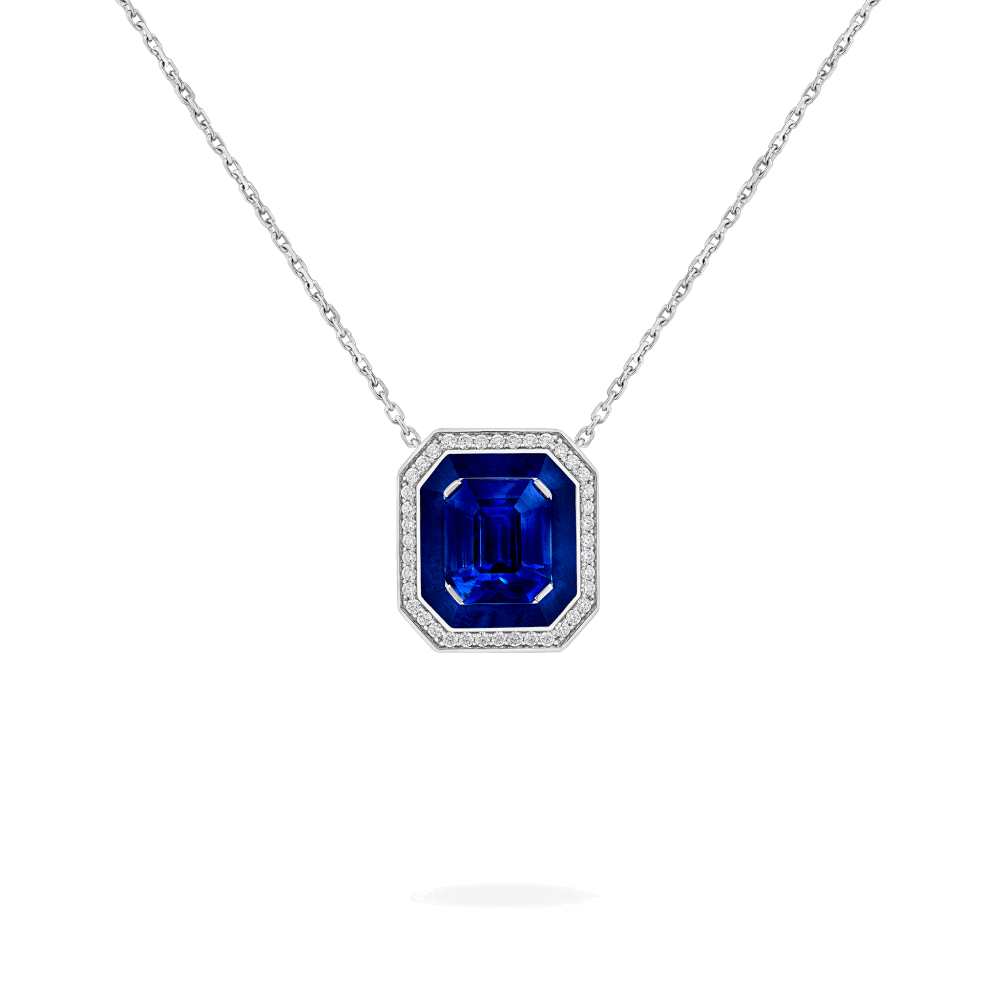 Garrard Jewelled Vault 4.18ct Sapphire, Diamond and Lapis Lazuli Pendant | In 18ct White Gold, 2017702