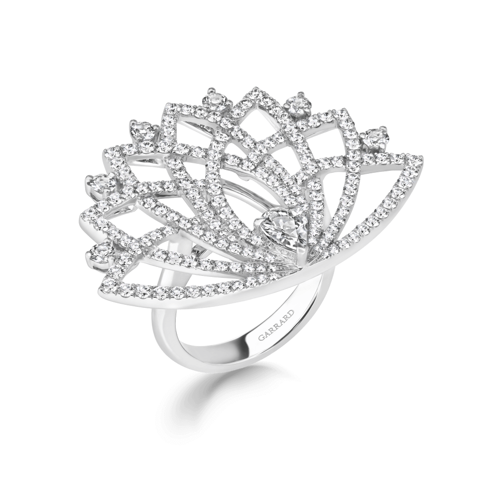 Garrard Lotus Jewellery Collection Lotus Bloom Diamond Ring In 18K White Gold, 2019356, Hero
