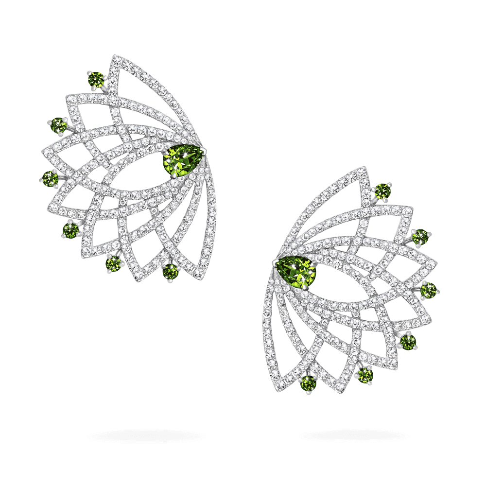 Garrard Lotus Jewellery Collection Lotus Bloom Yellow Sapphire and Diamond Climber Earrings In 18K White Gold, 2019353, Hero