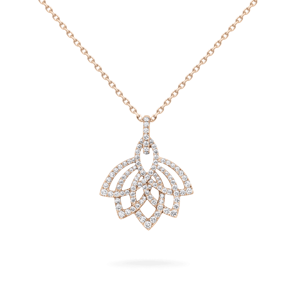Garrard Lotus Jewellery Collection Lotus Blossom Diamond Pendant in 18k Rose Gold, 2019298, Hero