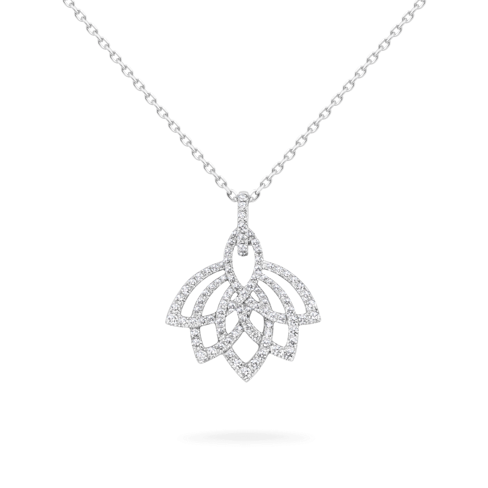 Garrard Lotus Jewellery Collection Lotus Blossom Diamond Pendant in 18k White Gold, 2019296, Hero