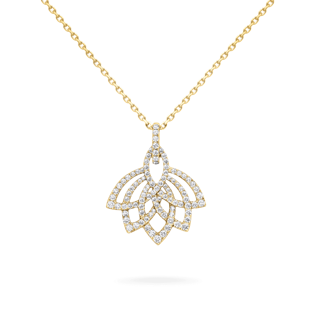 Garrard Lotus Jewellery Collection Lotus Blossom Diamond Pendant in 18k Yellow Gold, 2019297, Hero