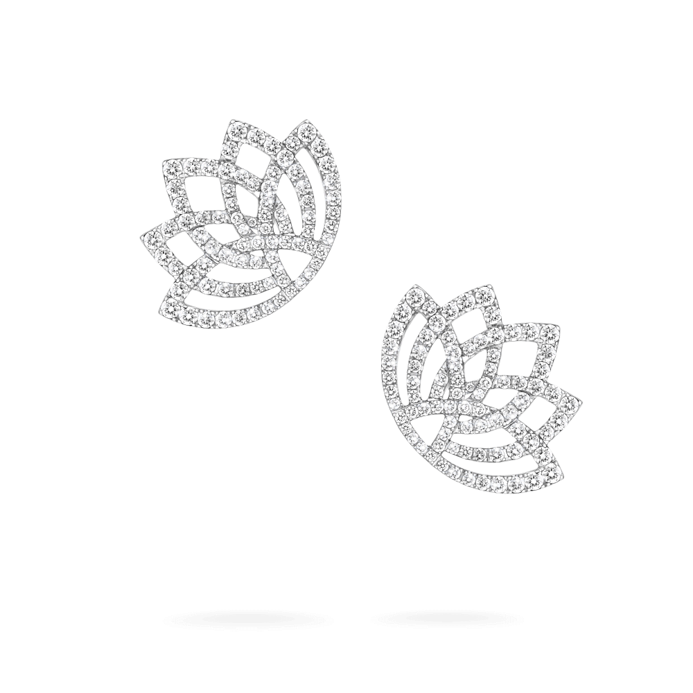 Garrard Lotus Jewellery Collection Lotus Flower Diamond Climber Earrings in 18K White Gold, 2019320, Hero