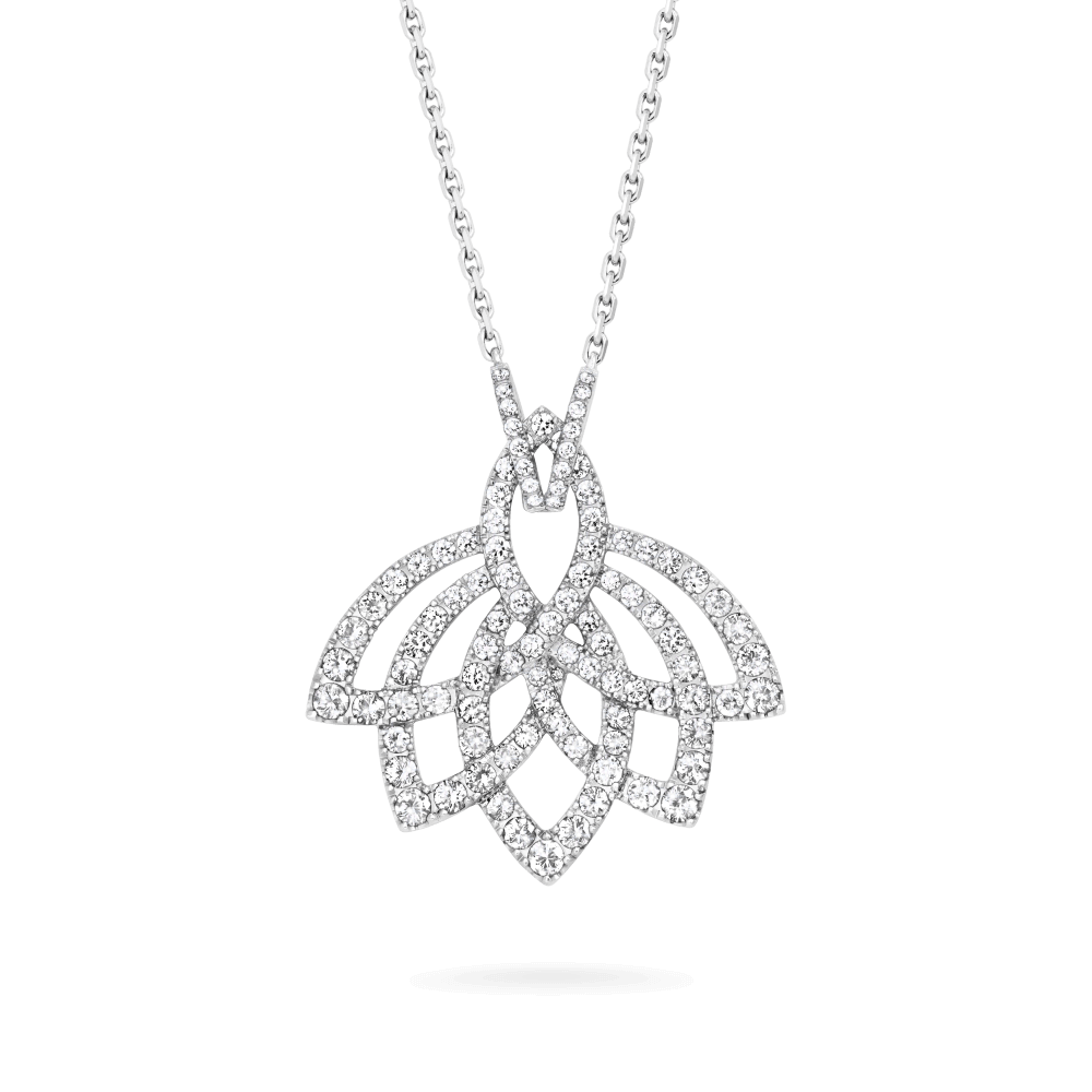 Garrard Lotus Jewellery Collection Lotus Flower Diamond Pendant in 18K White Gold, 2019308, Hero