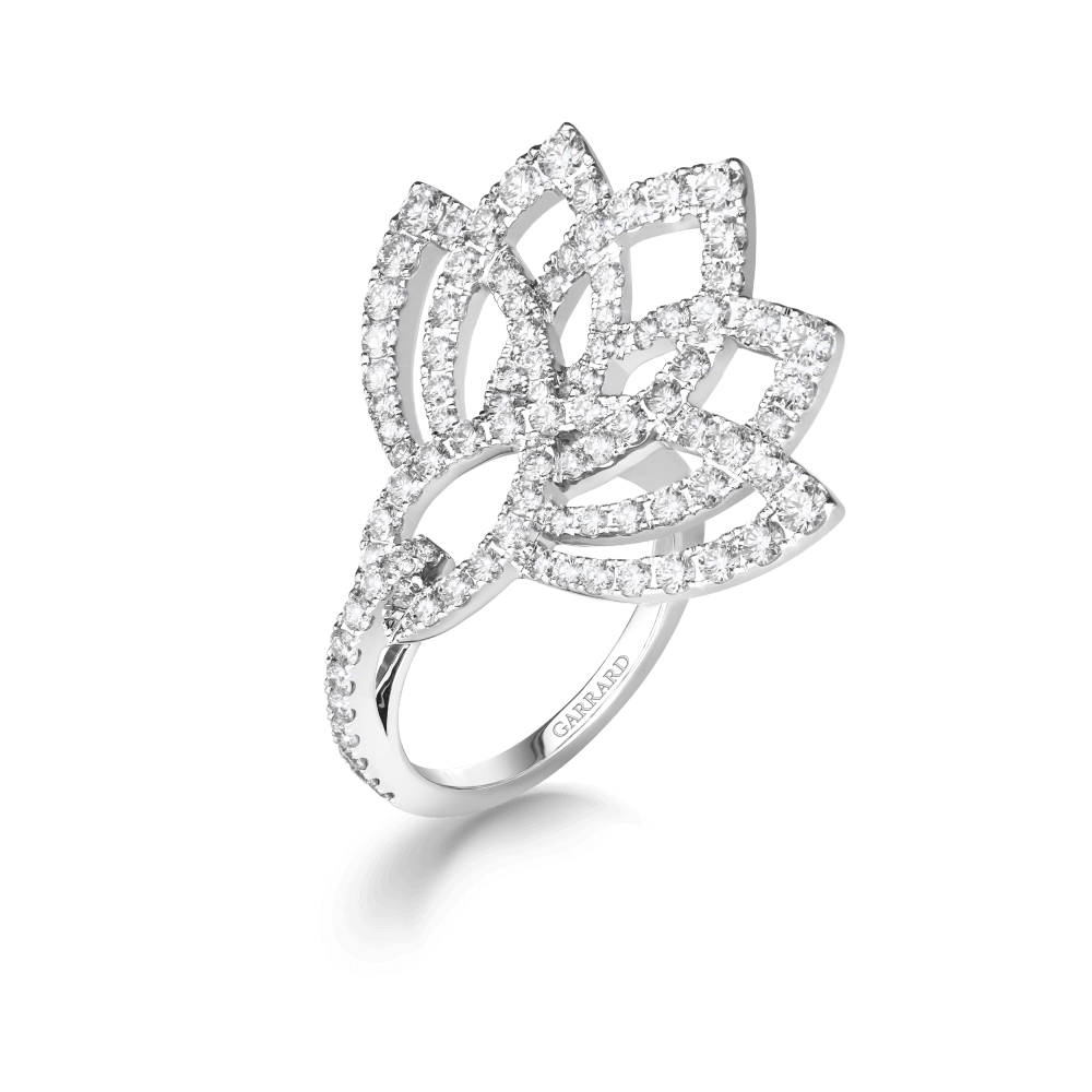Garrard Lotus Jewellery Collection Lotus Flower Diamond Ring in 18K White Gold, 2019332, Hero