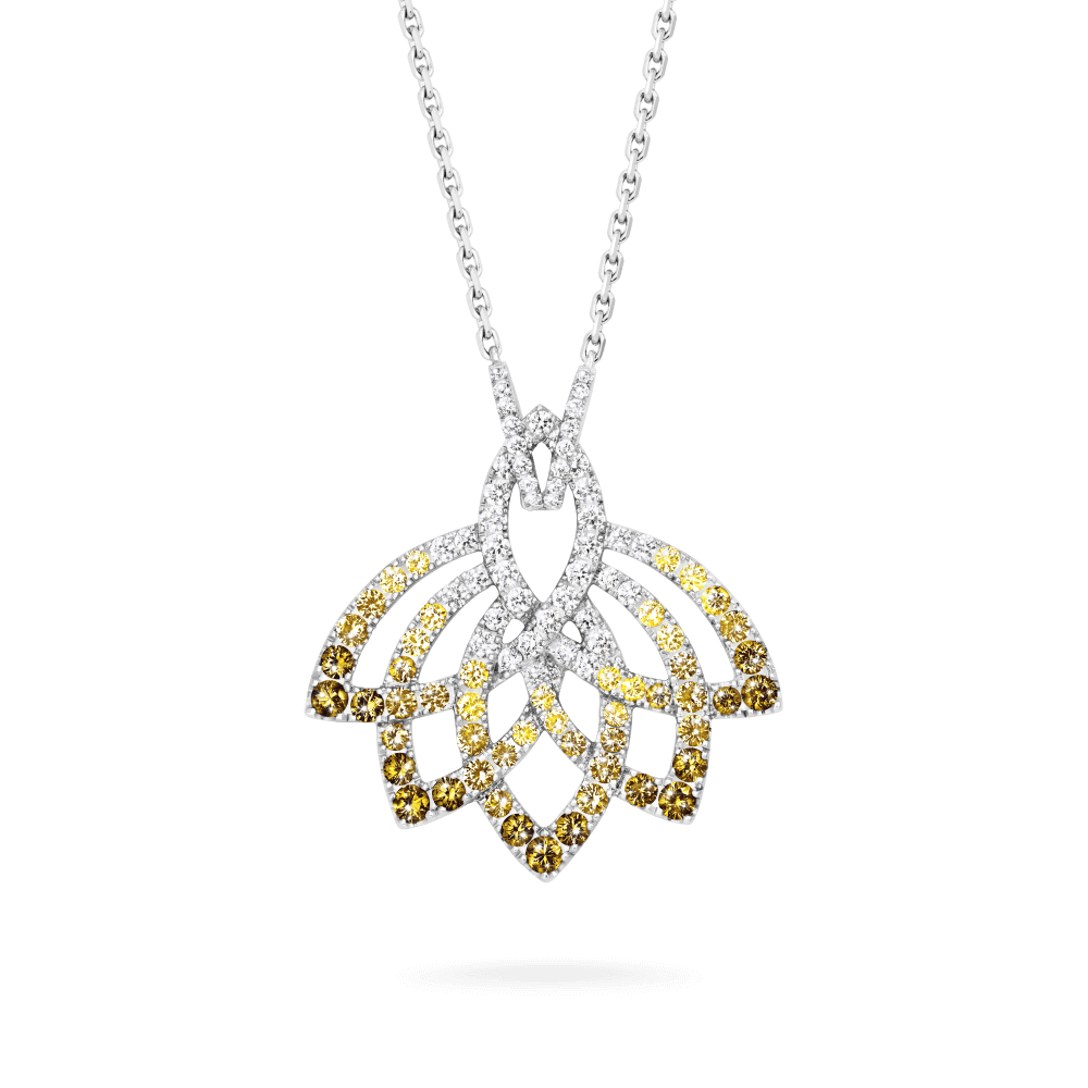 Garrard Lotus Jewellery Collection Lotus Flower Yellow Sapphire and and Diamond Pendant in 18K White Gold, 2019312, Hero