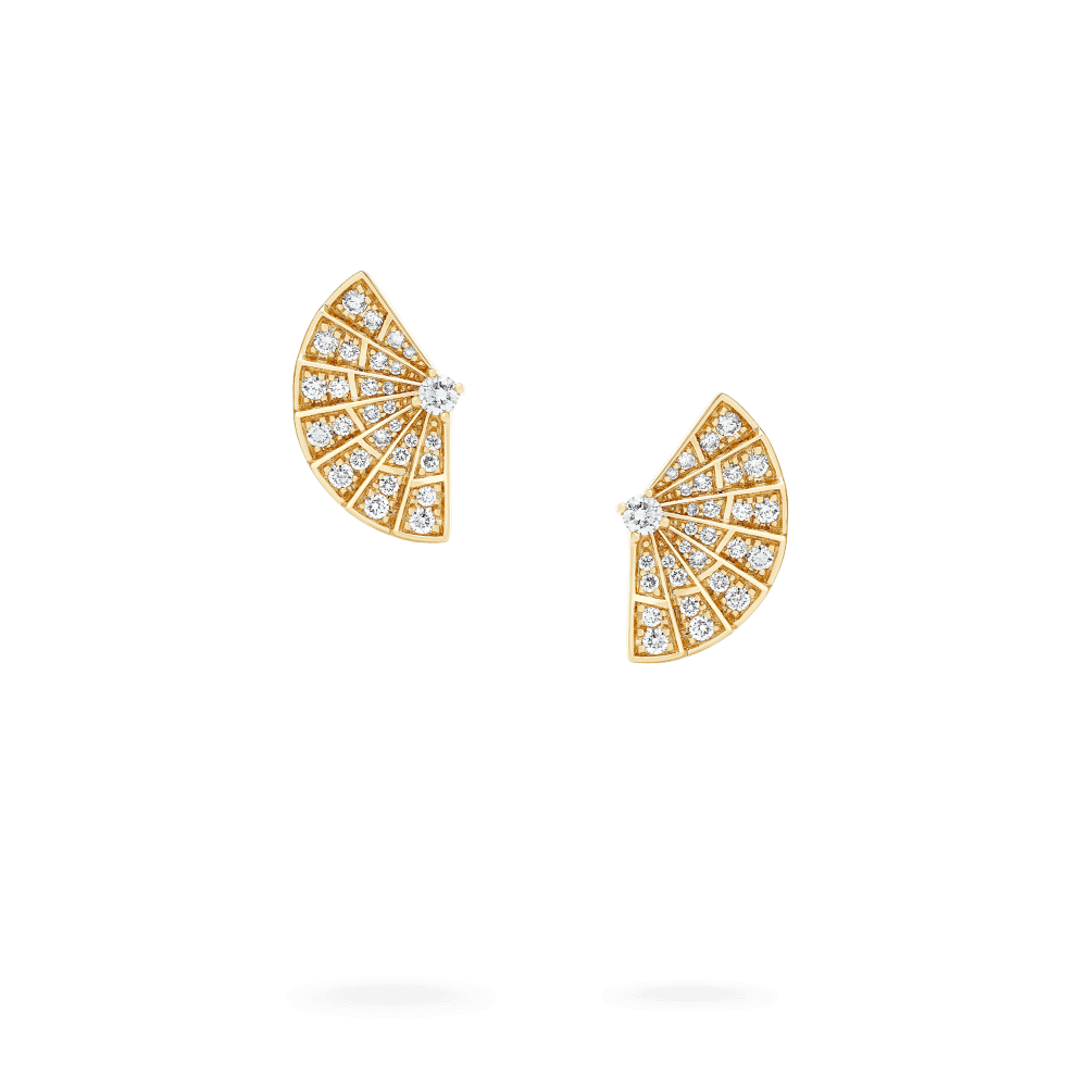 Garrard Mini Icons collection Fanfare Earrings in 18ct Yellow Gold with Diamonds 2018421 Hero View