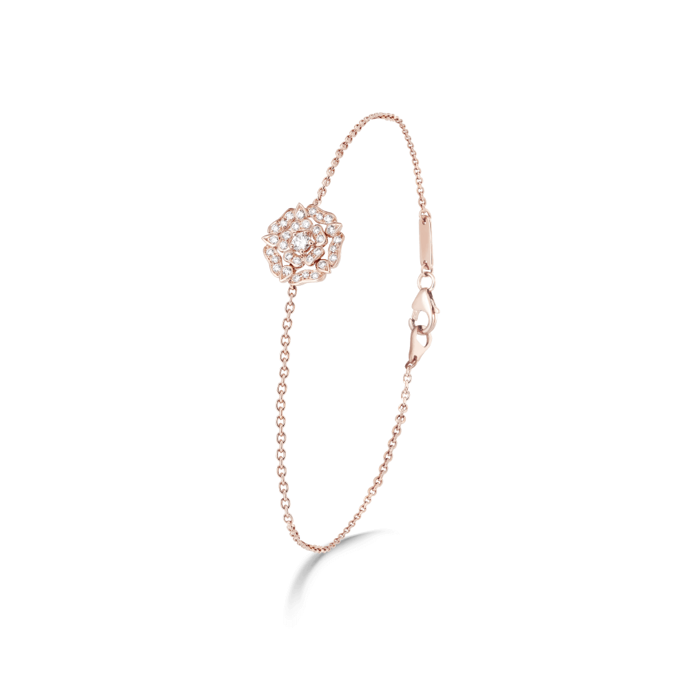 Garrard Mini Icons collection Tudor Rose Bracelet in 18ct Rose Gold with Diamonds 2012637 Hero View
