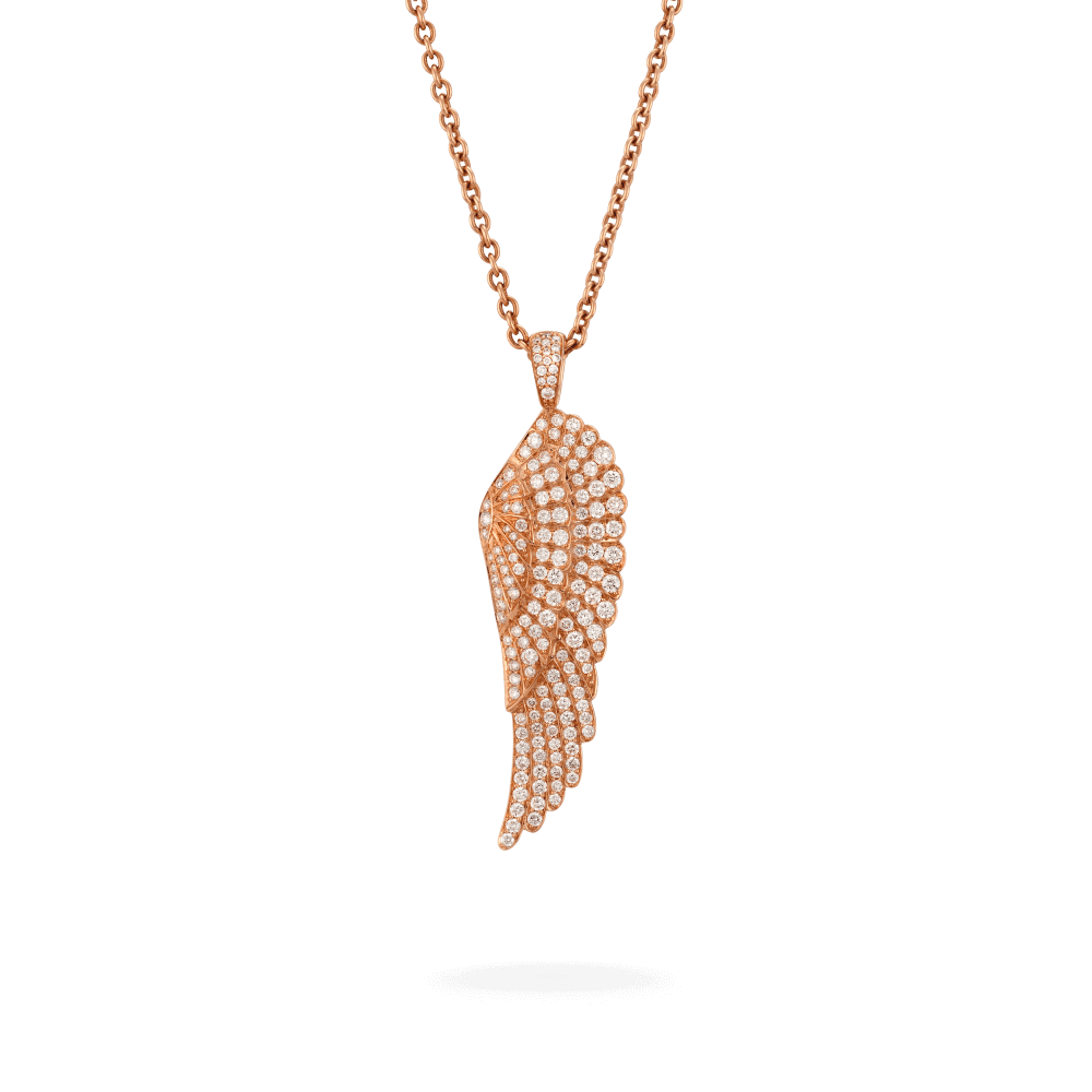Garrard Wings Classic jewellery collection Large Diamond Pendant In 18ct Rose Gold 2011088 Hero View