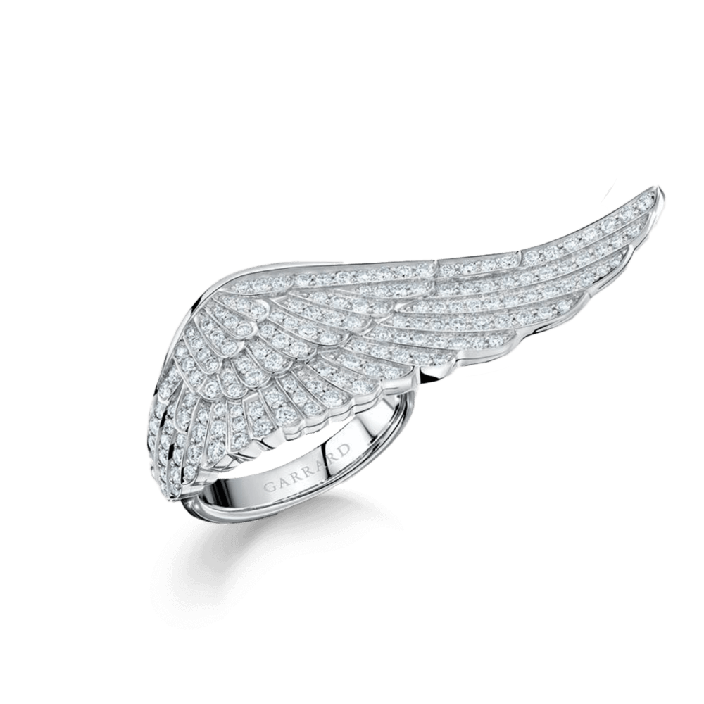 Garrard Wings Classic Ring in 18ct White Gold with diamonds 1