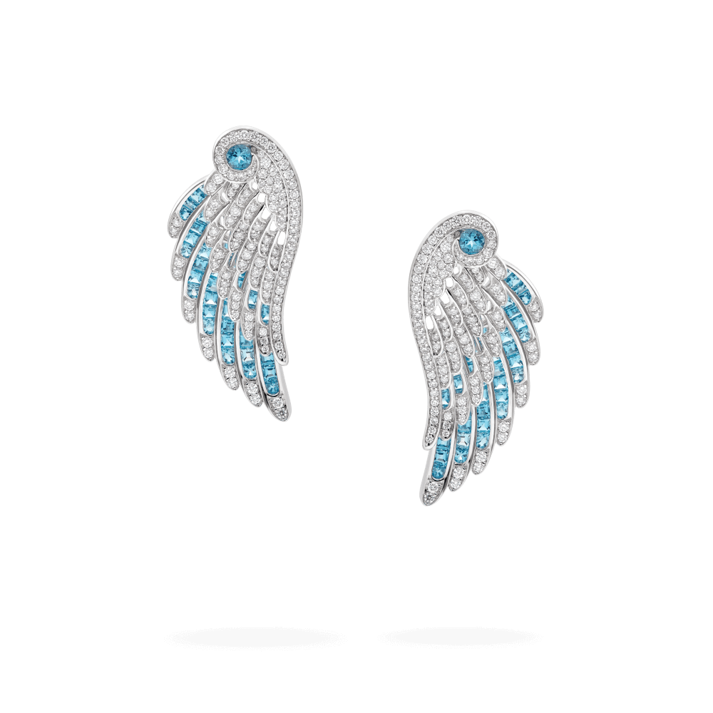 Garrard Wings Embrace jewellery collection Aquamarine and Diamond Ear Jackets In 18ct White 2016577 Hero