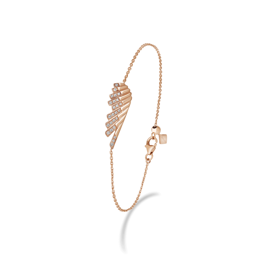 Garrard Wings Rising collection Mini Icon Bracelet in 18ct Rose Gold with Diamonds 2018638 Hero View