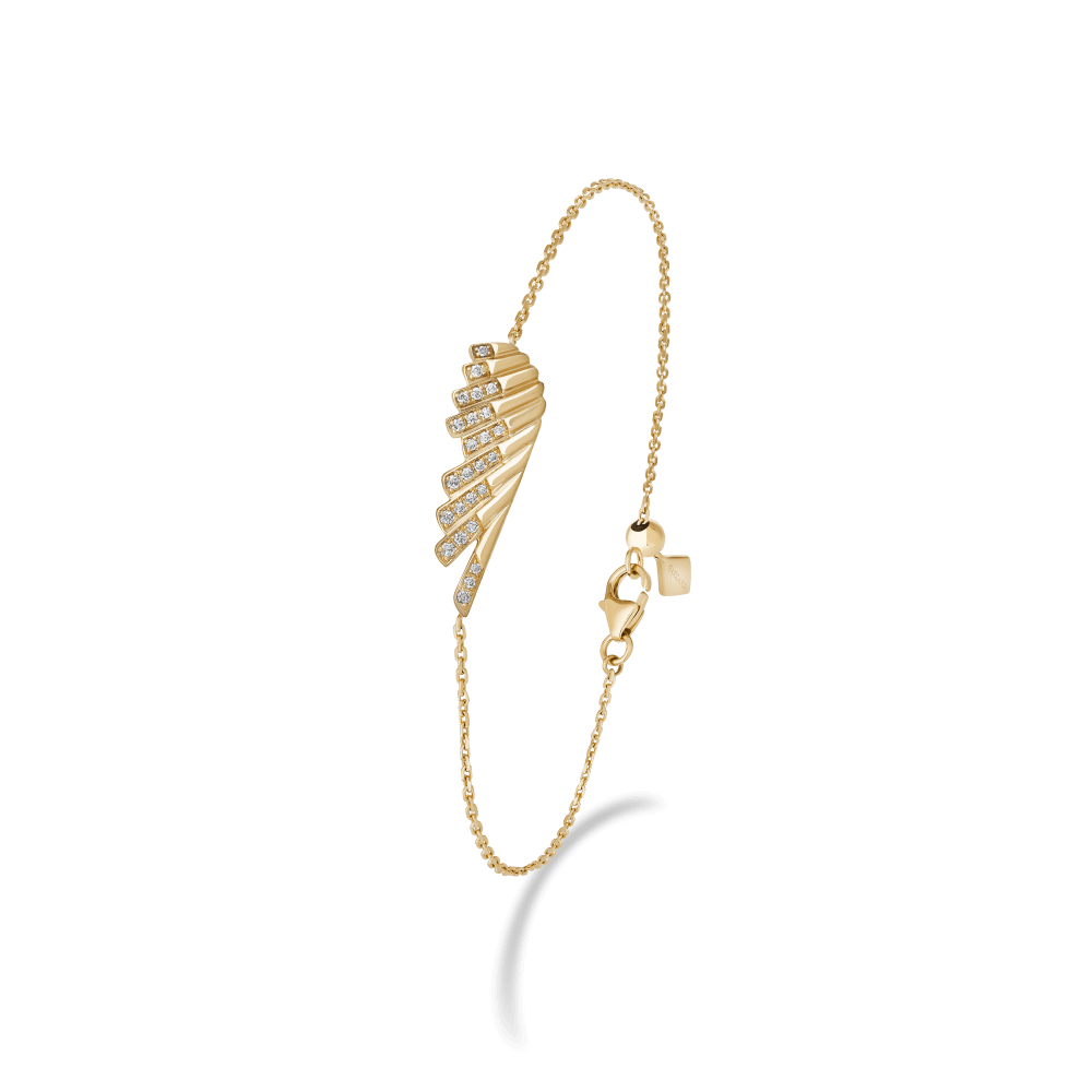 Garrard Wings Rising collection Mini Icon Bracelet in 18ct Yellow Gold with Diamonds 2018639 Hero View 1