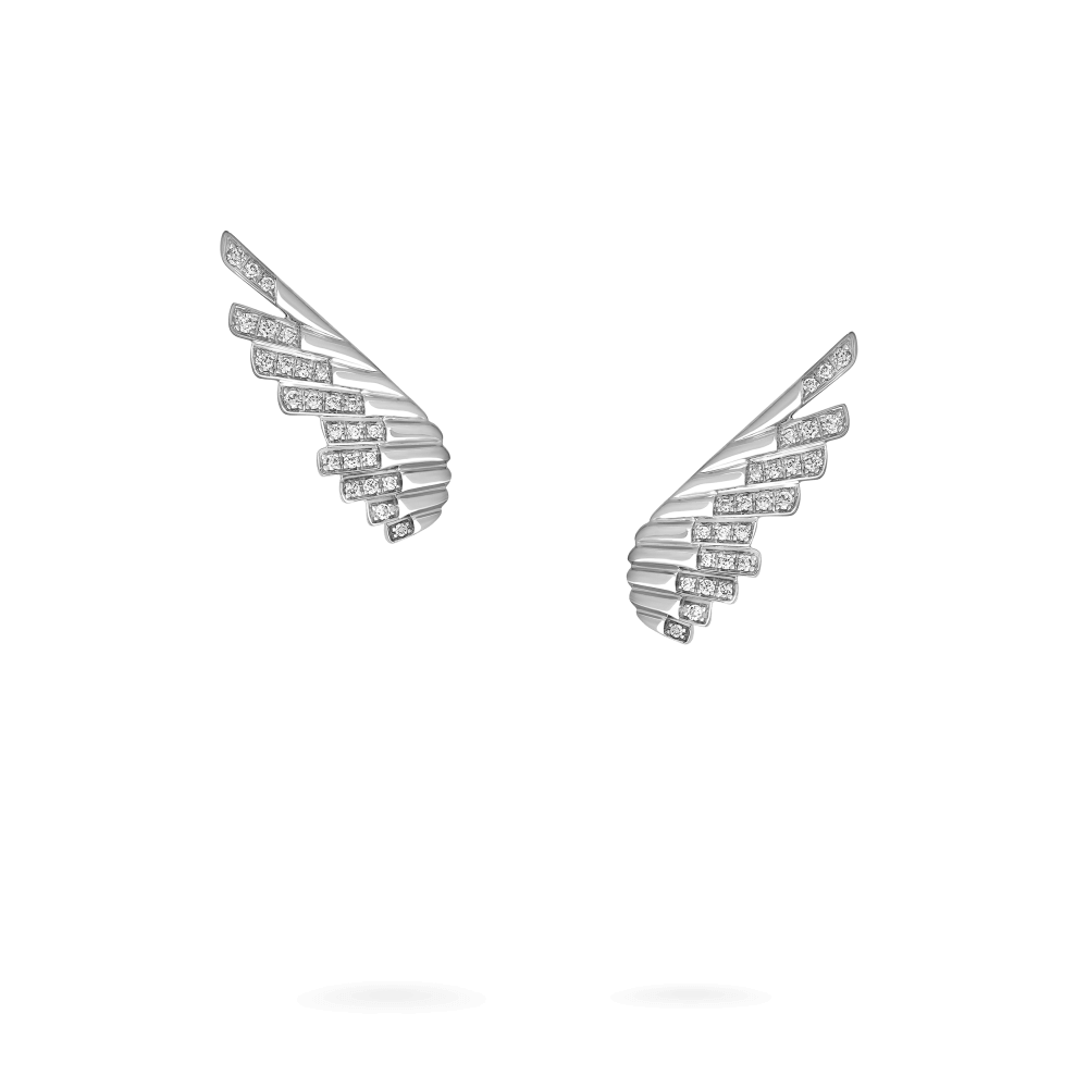 Garrard Wings Rising collection Mini Icon Earrings in 18ct White Gold with Diamonds 2018634 Hero View