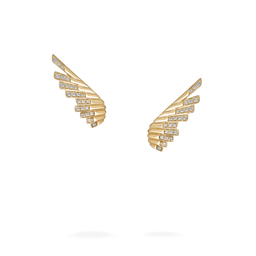Garrard Wings Rising collection Mini Icon Earrings in 18ct Yellow Gold with Diamonds 2018636 Hero View