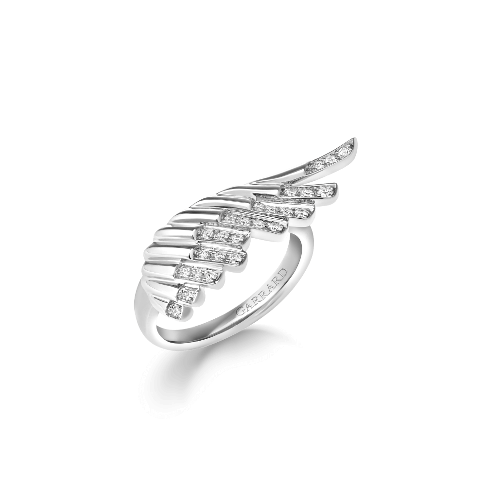Garrard Wings Rising collection Mini Icon Ring in 18ct White Gold with Diamonds 2018640 Hero View