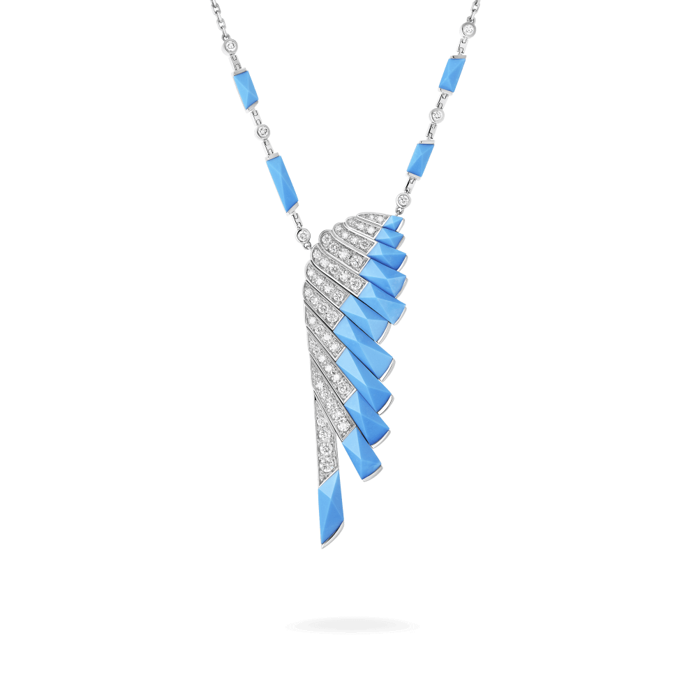 Garrard Wings Rising collection Pendant in 18ct White Gold with Diamonds and Turquoise 2018667 Hero View