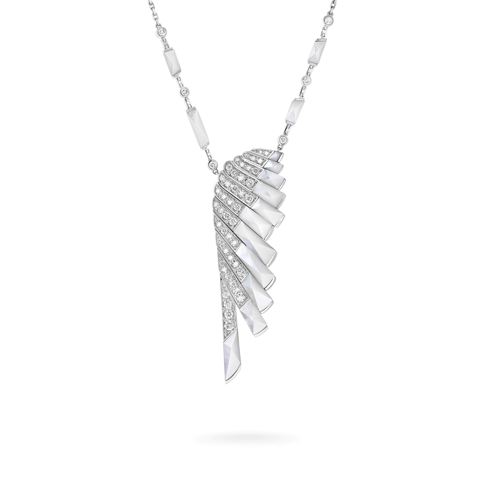 Garrard Wings Rising collection Pendant in 18ct White Gold with Diamonds and White Mother of Pearl 2018612 Hero View