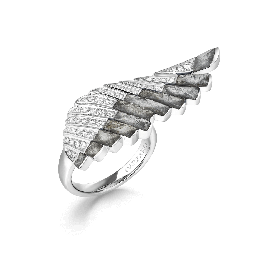 Garrard Wings Rising collection Ring in 18ct White Gold with Diamonds Meteorite and Rock Crystal 2018630 Hero View