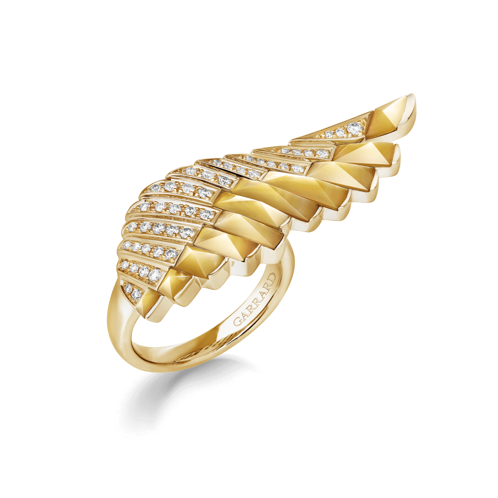 Garrard Wings Rising collection Ring in 18ct Yellow Gold with Diamonds and Golden Mother of Pearl 2018625 Hero View
