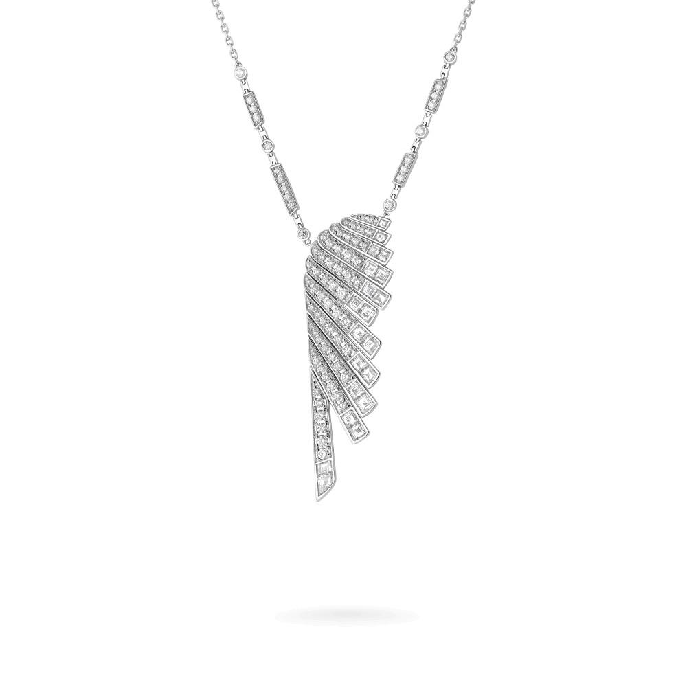 Garrard Wings Rising collection Round and Calibre cut Diamond Pendant in 18ct White Gold 2018670 Hero Shot